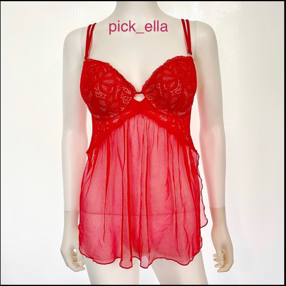 34D VS Victoria’s Secret Babydoll Sexy Chemise Red
